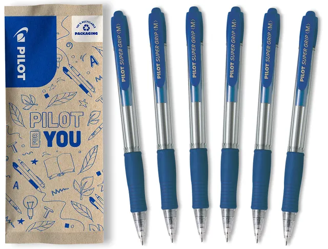 pilot-super-grip-kugelschreiber-blau-mittlere-spitze-6er-set image 1