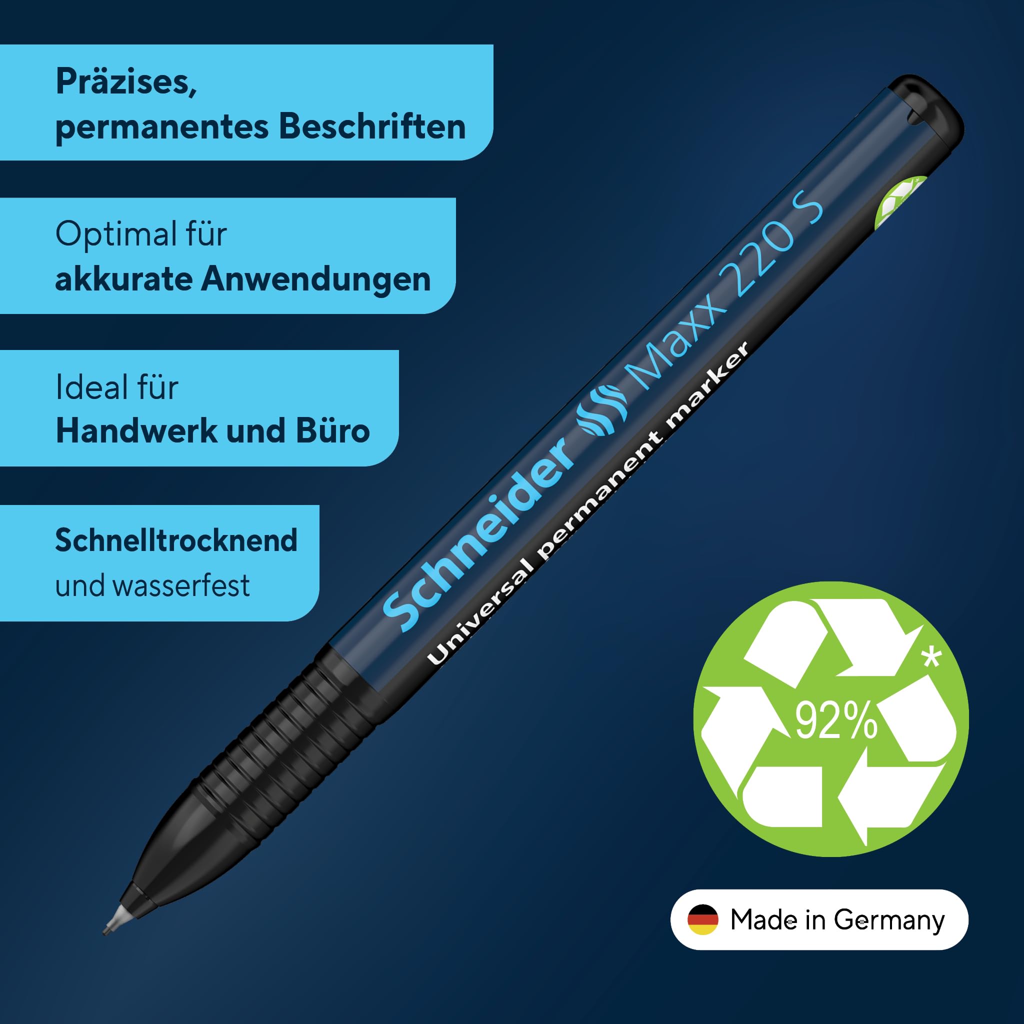 schneider-maxx-220-s-universal-marker-permanent-0-4-mm-4er-etui-schwarz-rot-blau image 2