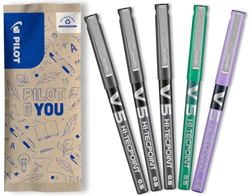 pilot-hi-tecpoint-v5-tintenroller-0-5-mm-5er-set-schwarz-gr-n-lila image 8