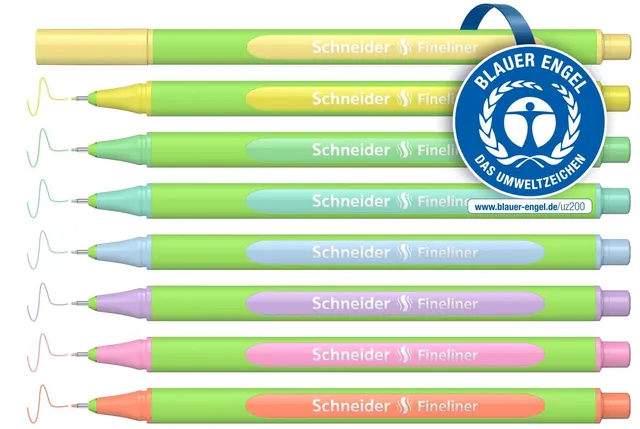 schneider-line-up-pastell-fineliner-0-4-mm-8-st-ck-sortiert-biobasiert image 1