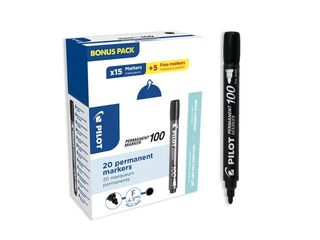 pilot-sca-100-permanent-marker-schwarz-rundspitze-xxl-pack image 1