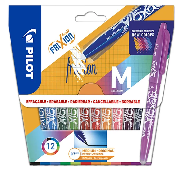 pilot-frixion-ball-tintenroller-0-7-mm-12-farben-set-radierbar image 1