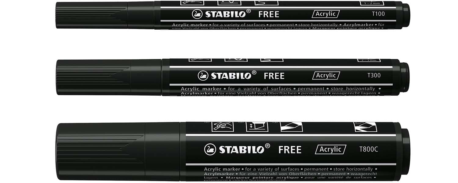 stabilo-free-acrylic-t100-t300-t800c-acrylmarker-3er-pack-schwarz image 2