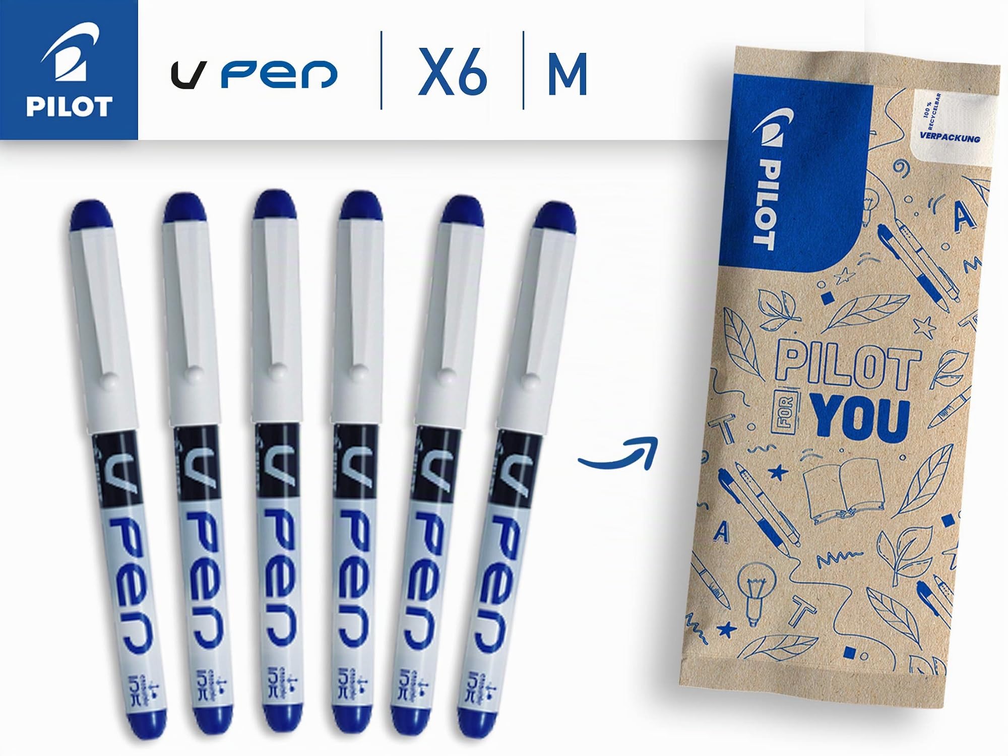 pilot-v-pen-tintenschreiber-m-6er-set-blau image 2