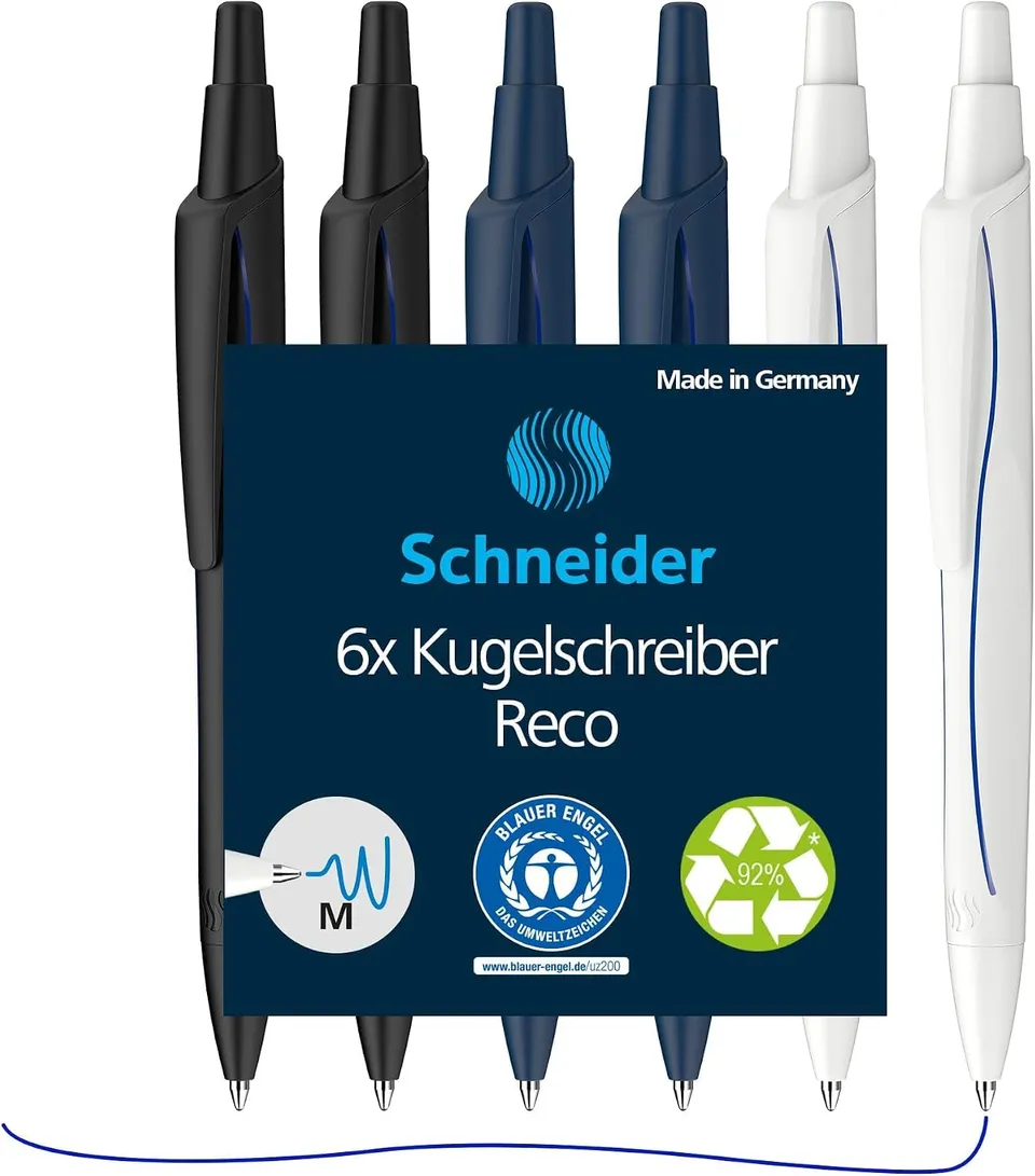 schneider-reco-kugelschreiber-blau-m-6er-set-aus-recycling-kunststoff image 1
