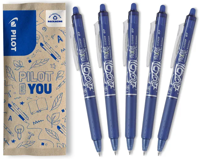 pilot-frixion-clicker-0-7-gel-tintenroller-blau-5-st-ck-mit-druckmechanik image 1