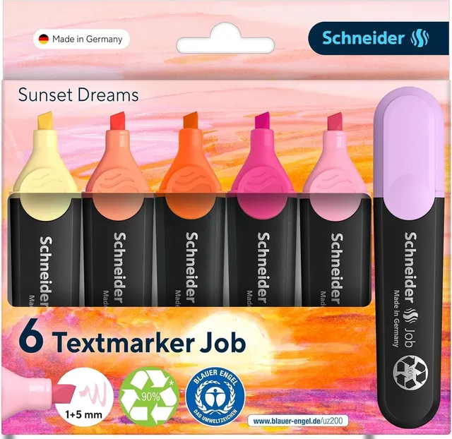 schneider-job-textmarker-set-6er-sunset-pastell-1-5-mm image 1
