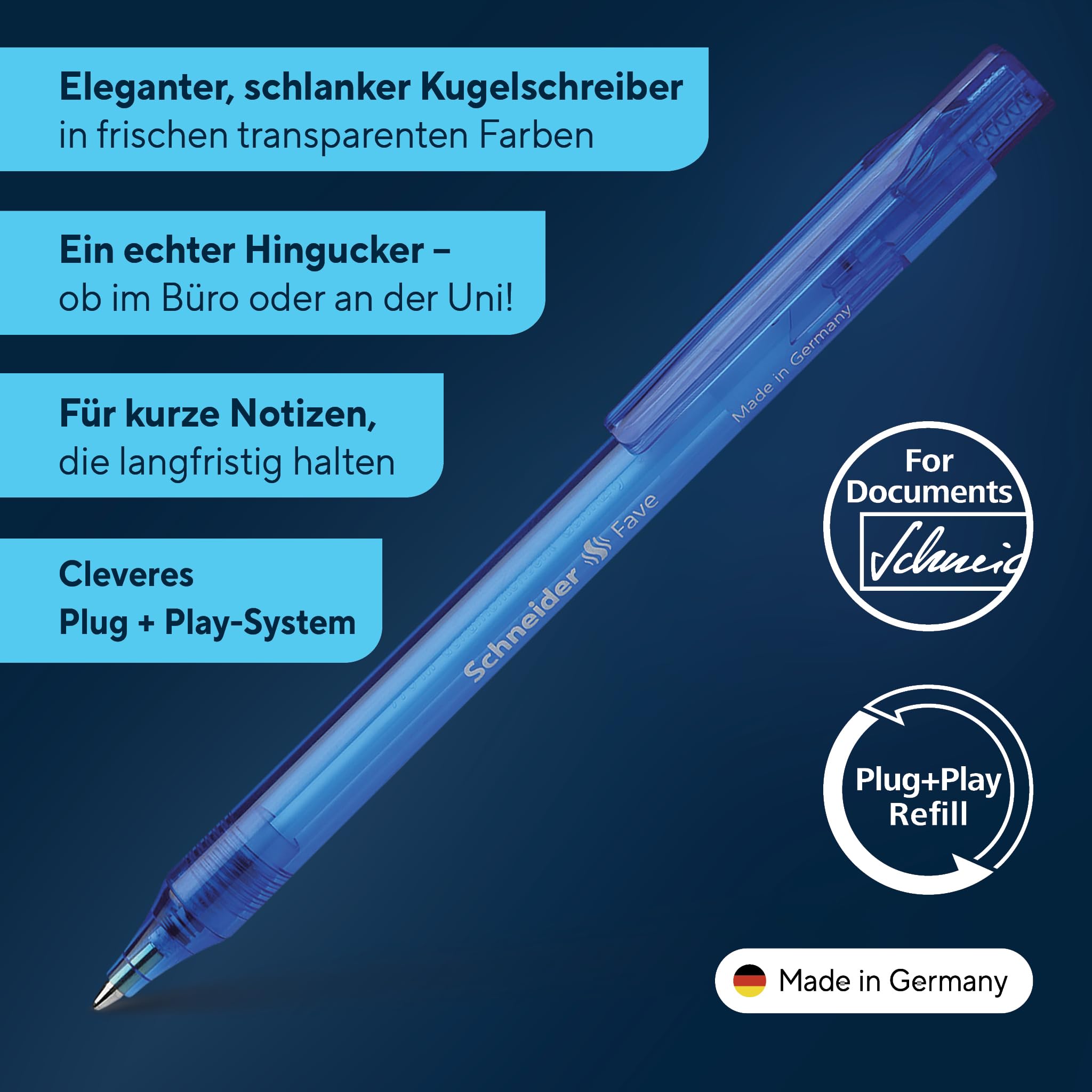 schneider-fave-kugelschreiber-m-50er-pack-sortiert-blau-schreibend image 2