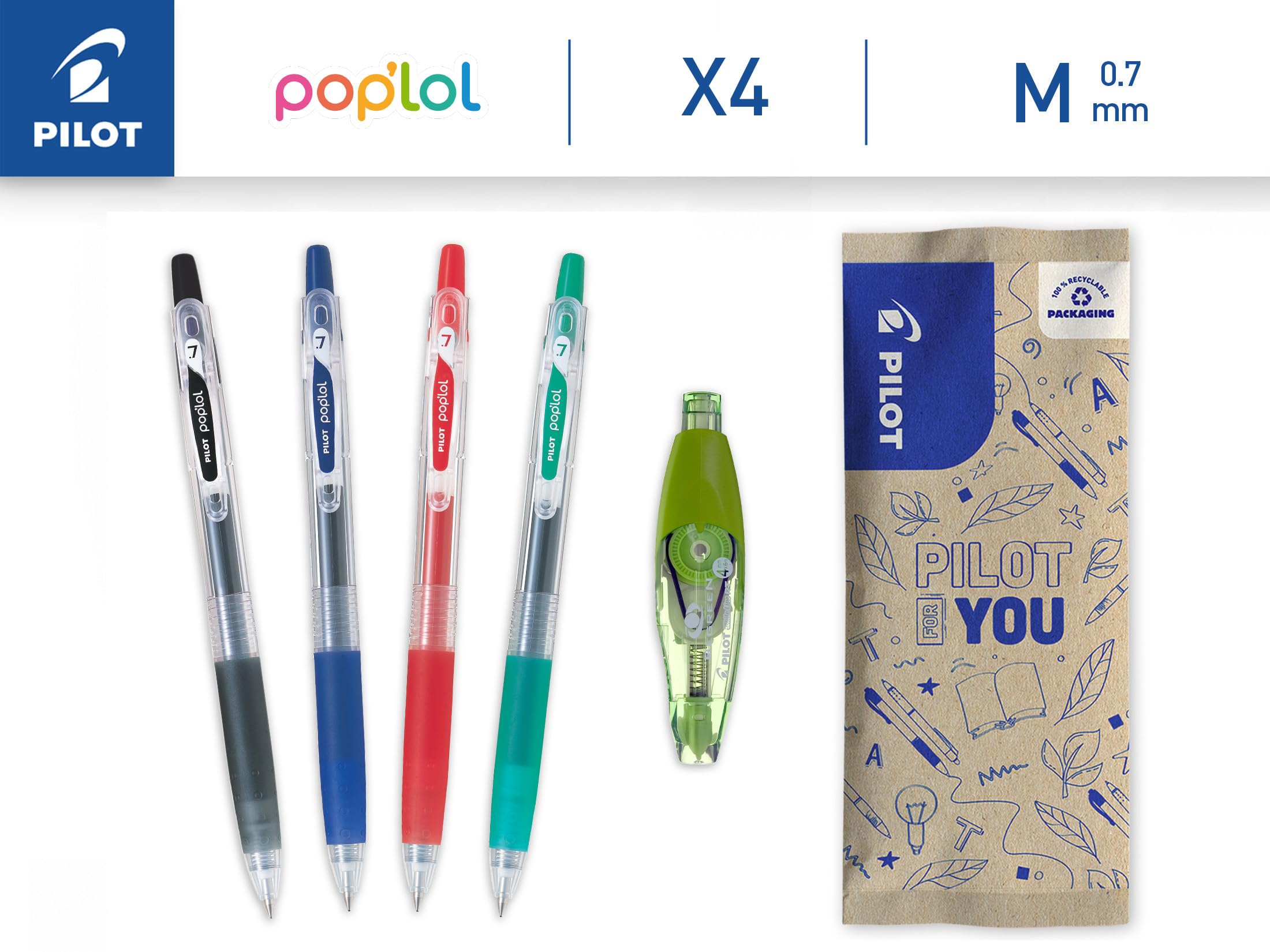pilot-pop-lol-gel-tinten-roller-4er-set-schwarz-blau-rot-gr-n image 2