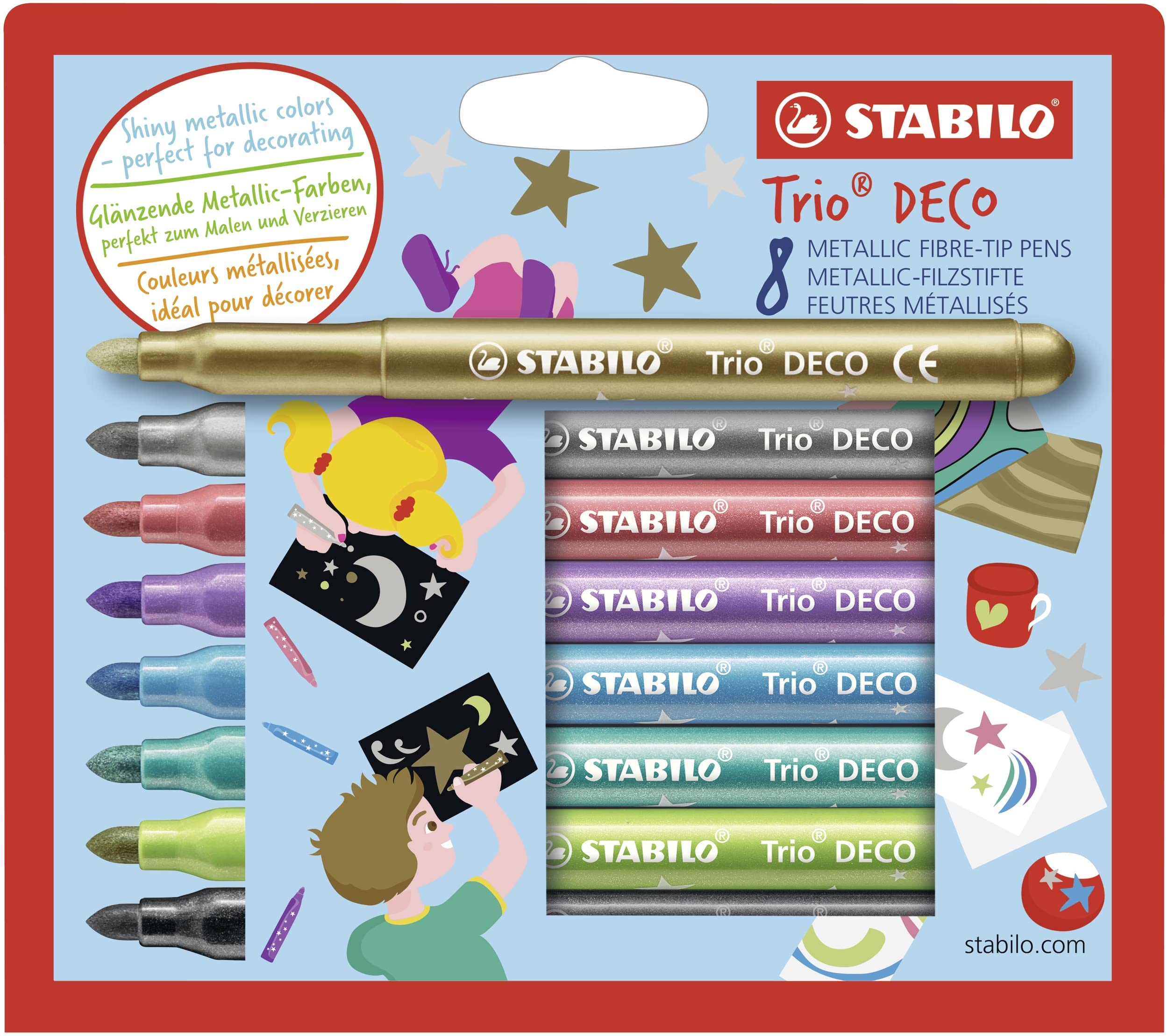 stabilo-trio-deco-metallic-filzstift-mit-xl-spitze-8-farben image 1