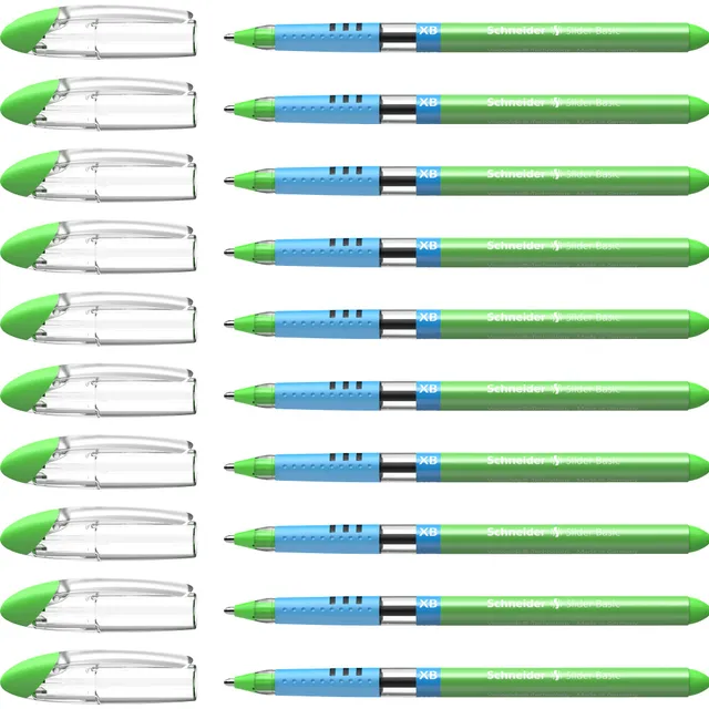 schneider-slider-basic-xb-kugelschreiber-hellgr-n-10er-pack image 1