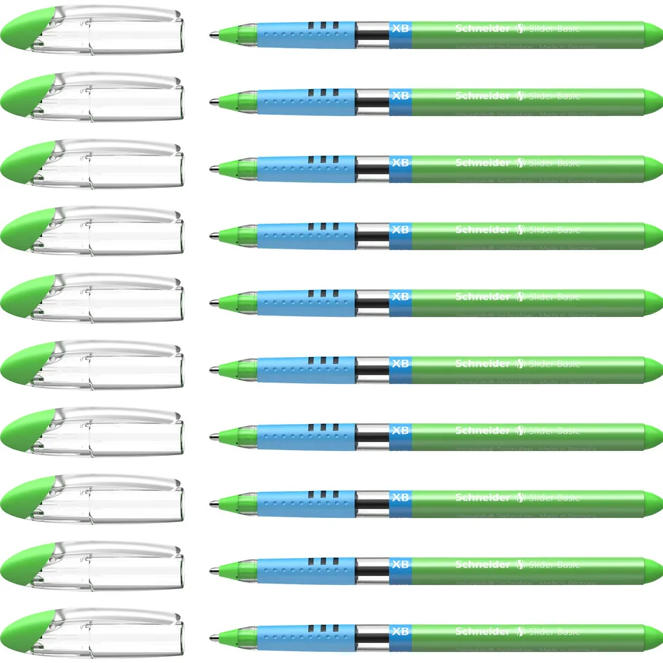 schneider-slider-basic-xb-kugelschreiber-hellgr-n-10er-pack image 1