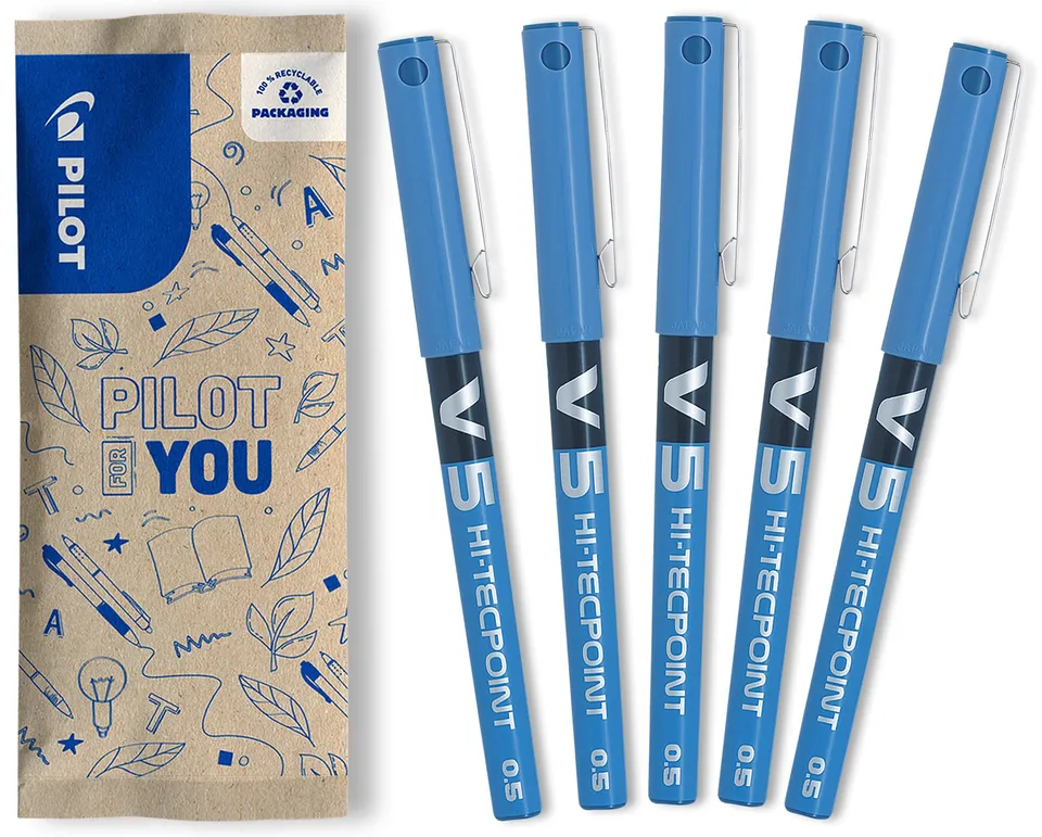 pilot-hi-tecpoint-v5-tintenroller-0-5-mm-5er-set-blau image 1
