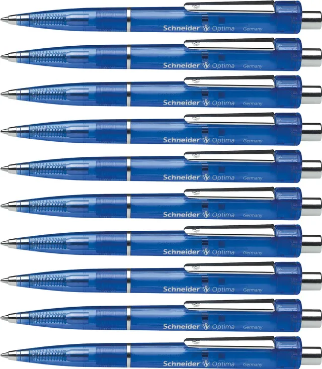 schneider-optima-druckkugelschreiber-m-blau-transparent-10-st-ck image 1