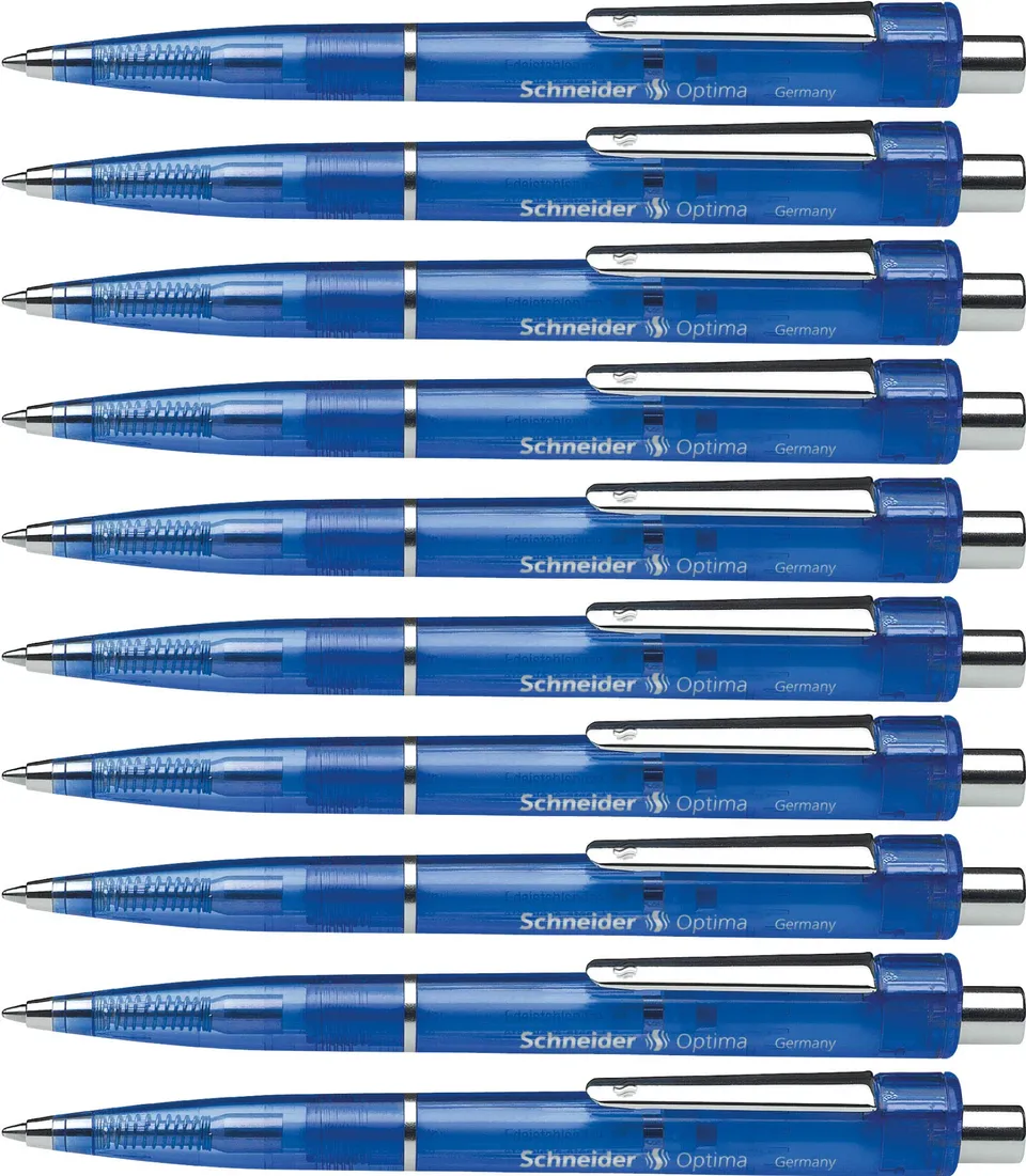 schneider-optima-druckkugelschreiber-m-blau-transparent-10-st-ck image 1