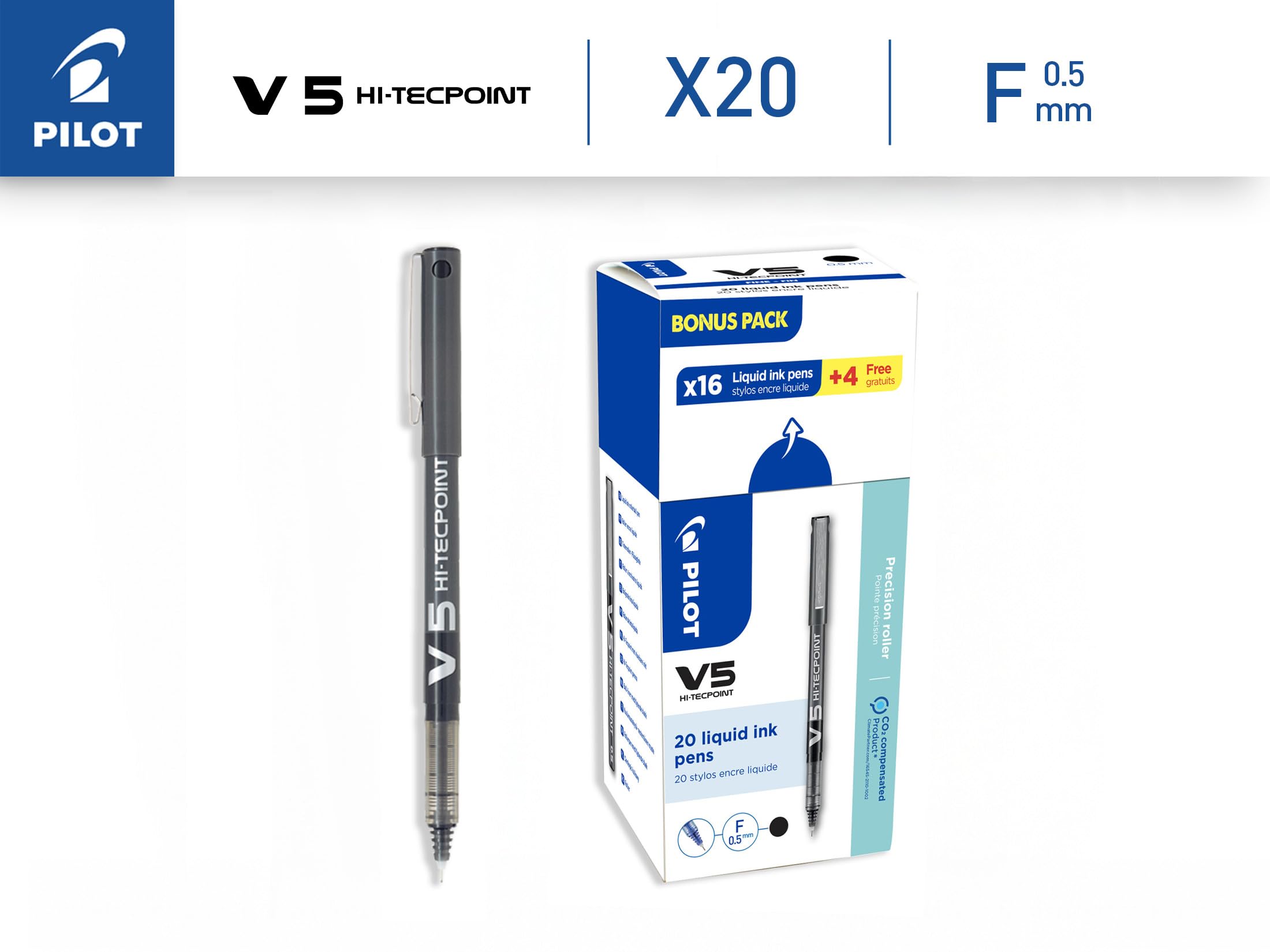 pilot-v5-hi-tecpoint-fl-ssigtintenroller-0-5-mm-schwarz-20er-pack image 2