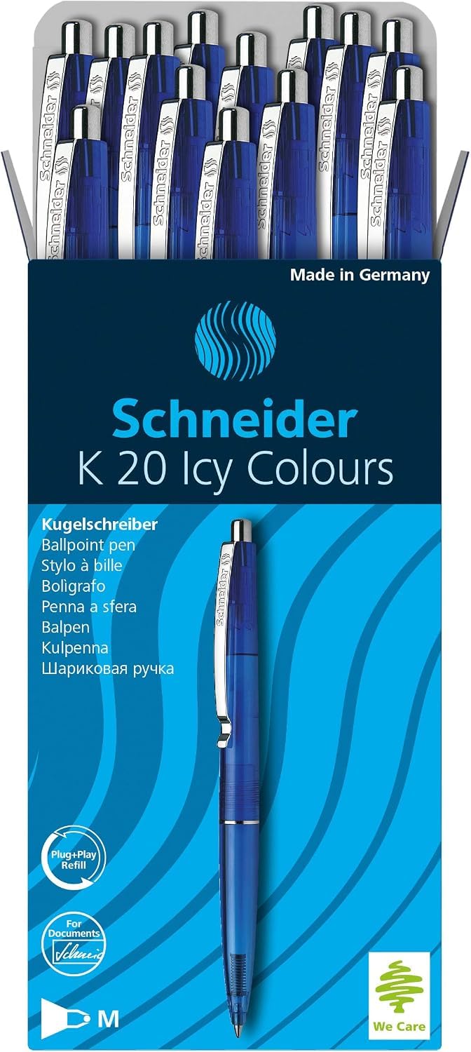 schneider-k20-icy-colours-kugelschreiber-blau-m-20er-pack-dokumentenecht image 2