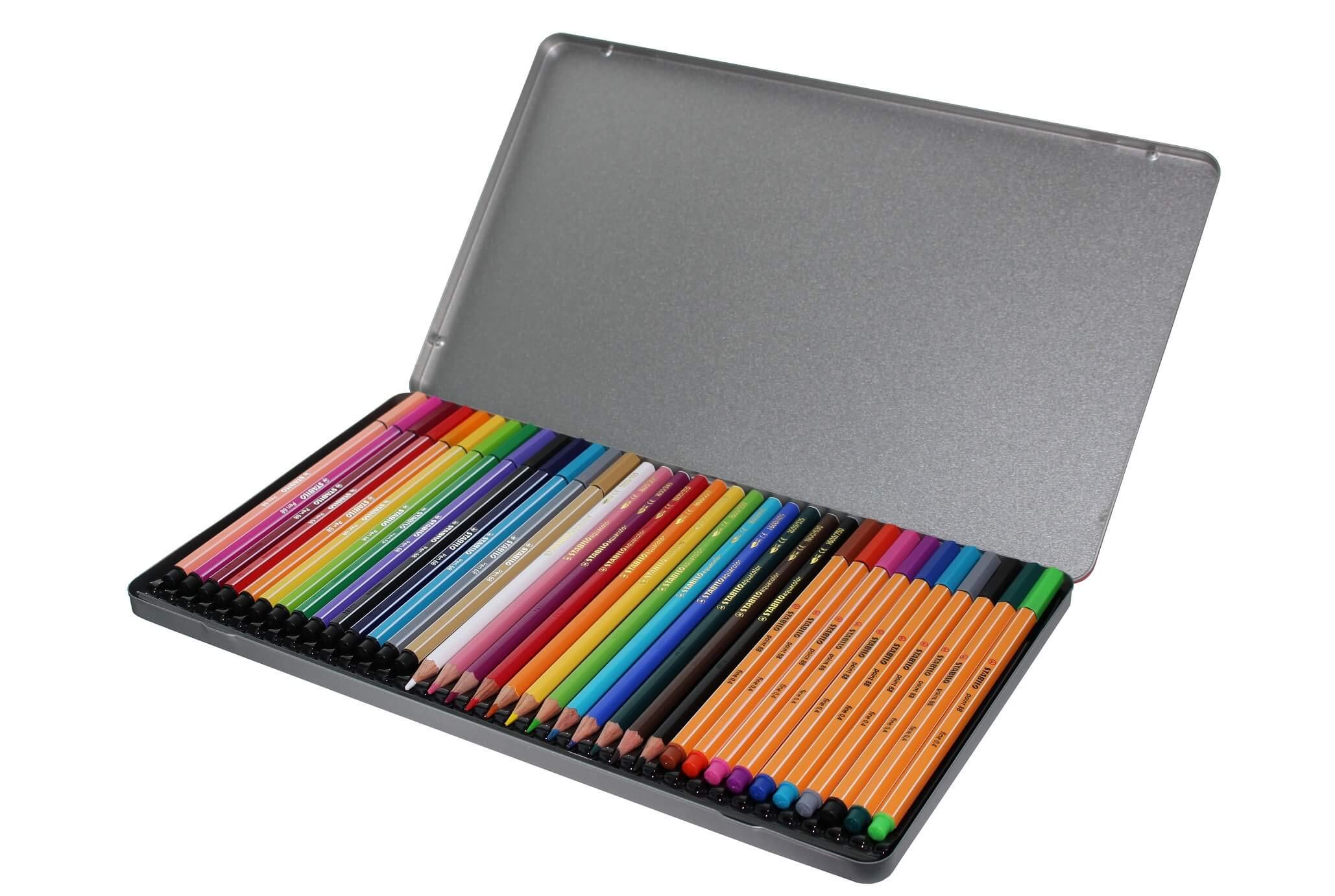 stabilo-arty-zeichenset-36er-metalletui-pen-68-aquacolor-point-88 image 2