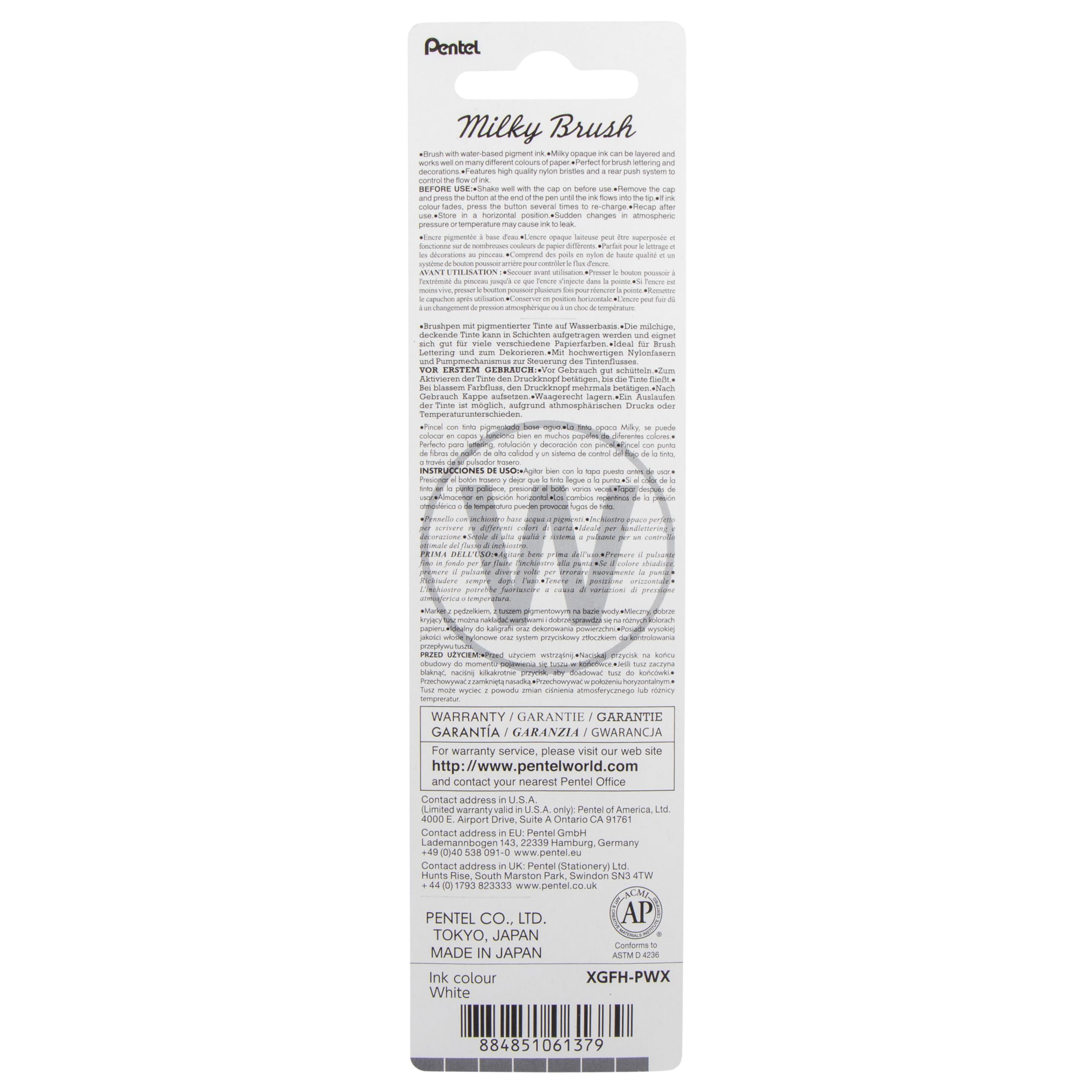 pentel-milky-brush-xgfh-pwx-pinselstift-wei-pastell-1-st-ck-auf-blisterkarte image 2