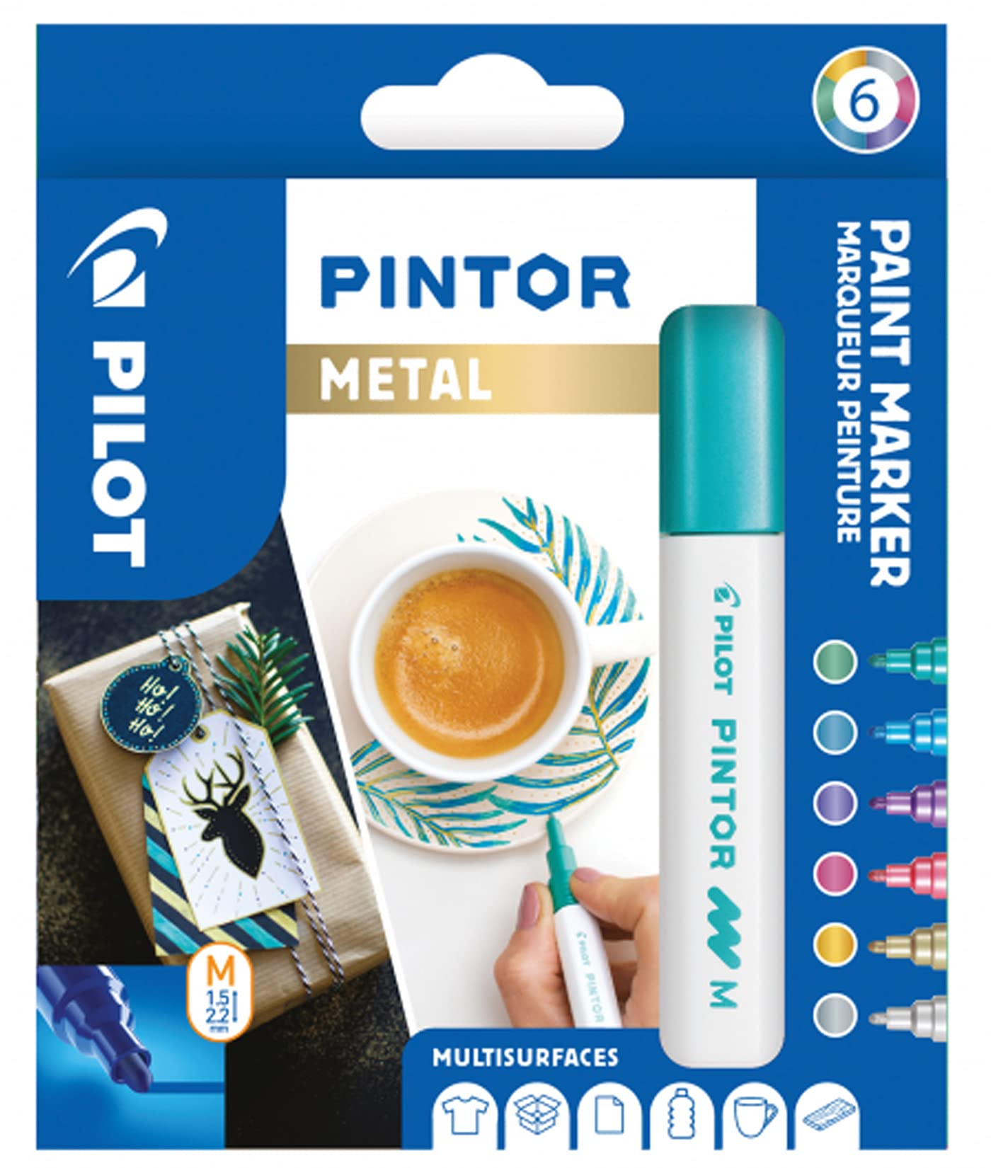 pilot-pintor-kreativmarker-m-4-5-mm-metallic-6er-set image 1