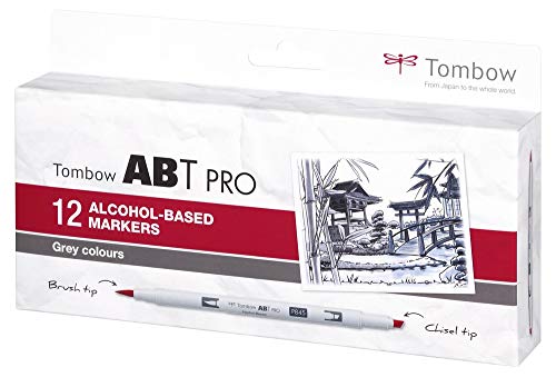 tombow-abt-pro-alkoholmarker-gray-colors-12er-set-mit-pinsel-und-keilspitze image 6