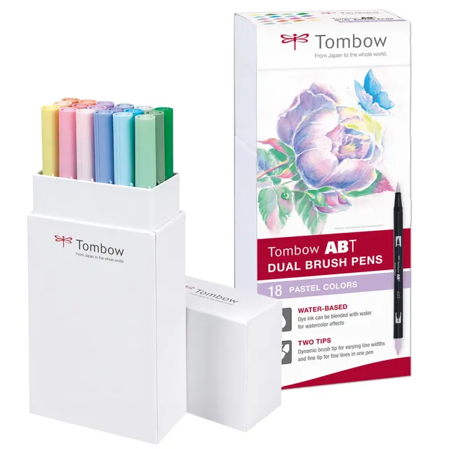 tombow-abt-dual-brush-pen-18er-set-pastellfarben-mit-zwei-spitzen image 1