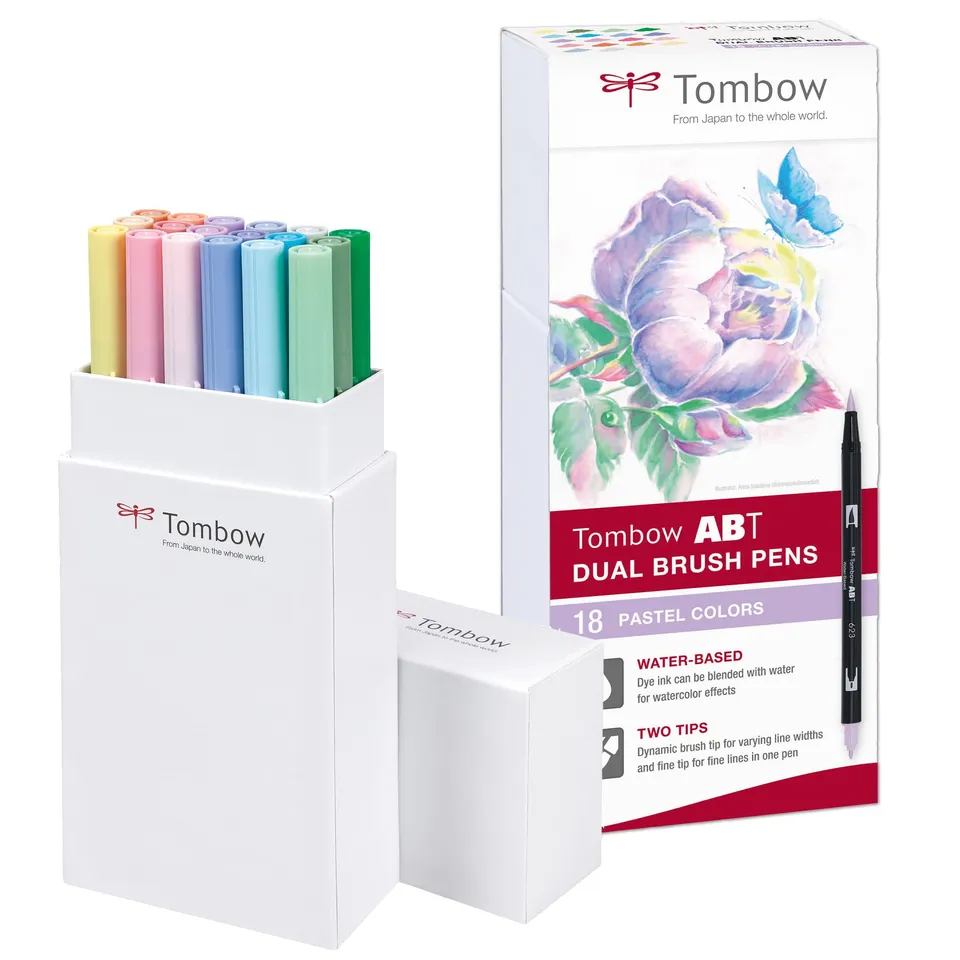 tombow-abt-dual-brush-pen-18er-set-pastellfarben-mit-zwei-spitzen image 1