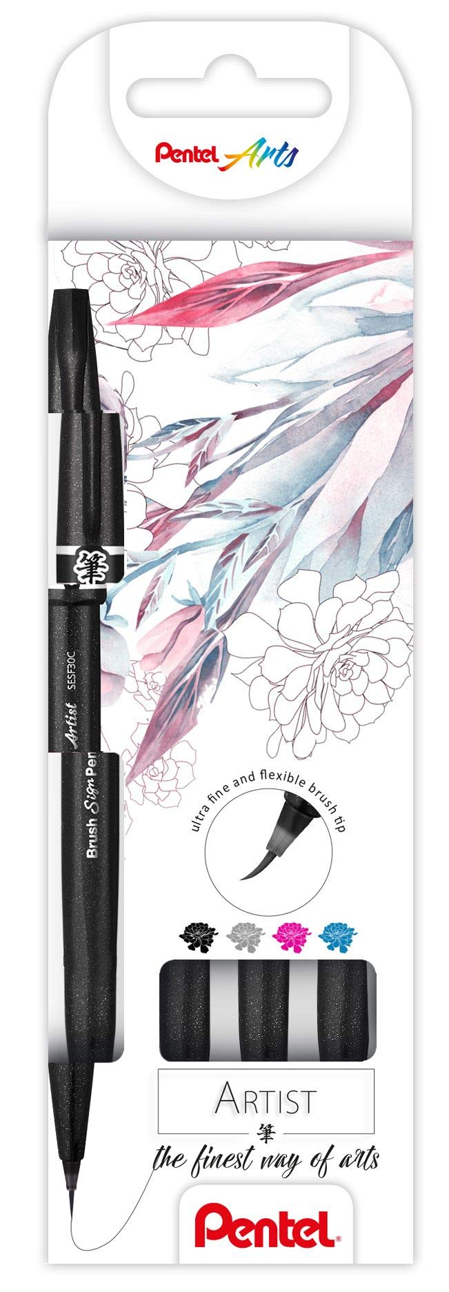 pentel-sesf30c-4-brush-sign-pen-artist-extra-fein-4er-set-sortiert image 1