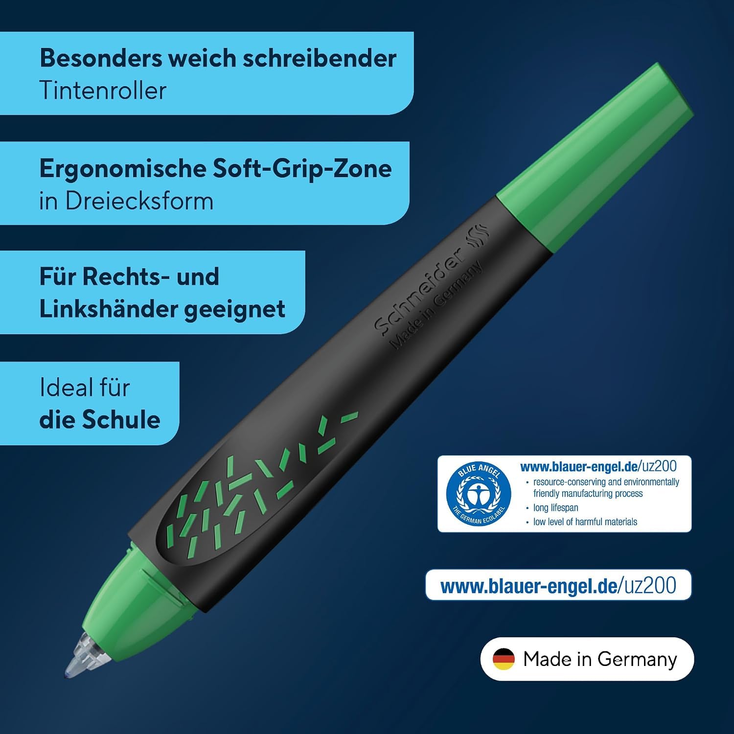 schneider-breeze-tintenroller-m-schwarz-gr-n-aus-recycling-kunststoff-k-nigsblau image 2