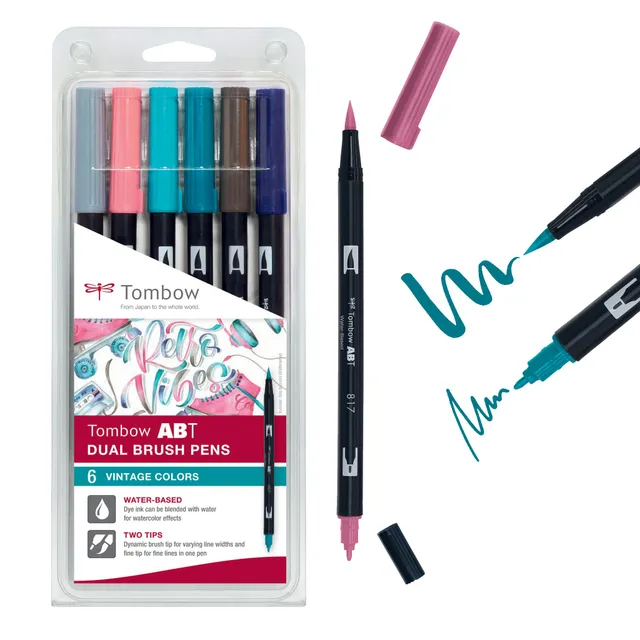 tombow-abt-dual-brush-pen-vintage-colours-6er-set-mit-doppelspitze image 1