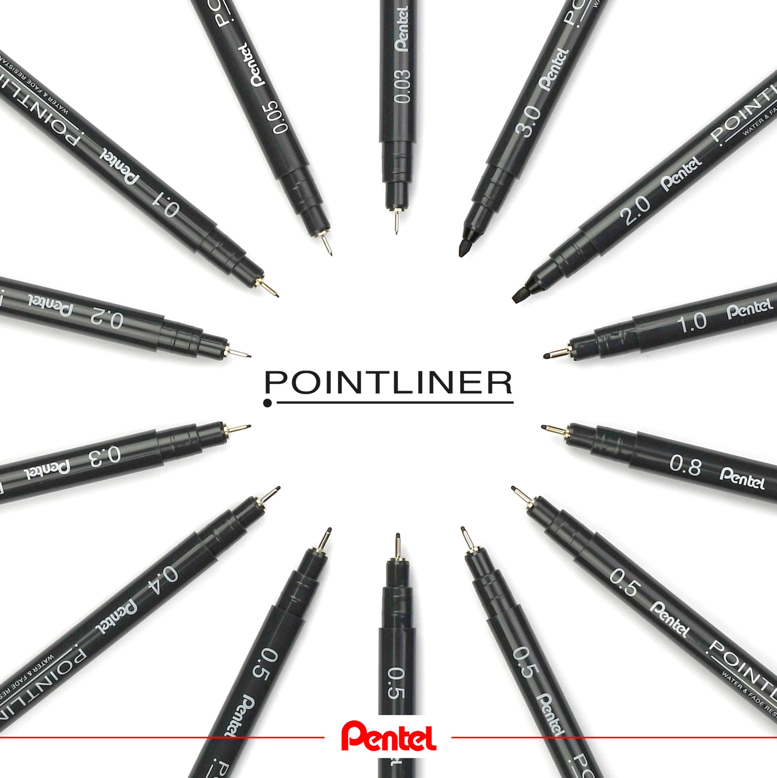 pentel-pointliner-ys20p-14-fineliner-set-14-teilig-schwarz-0-03-3-0-mm-kalligrap image 4