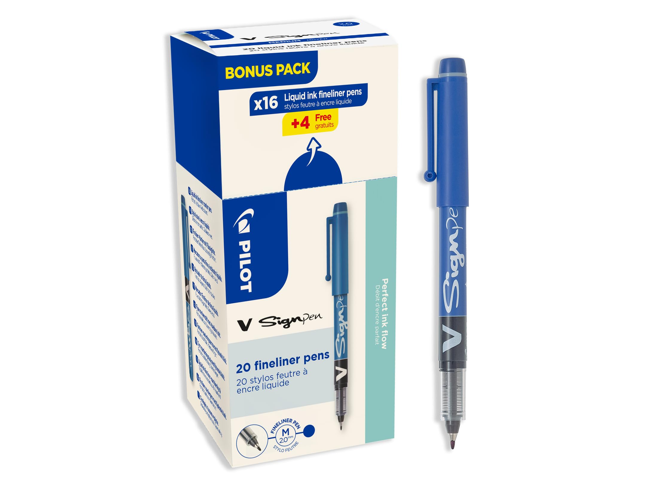pilot-v-sign-pen-filzstift-20er-set-blau-fl-ssigtinte-2-0-mm image 1