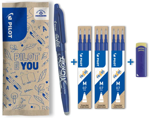 pilot-frixion-ball-0-7-set-blau-1-stift-9-minen-radierer image 1