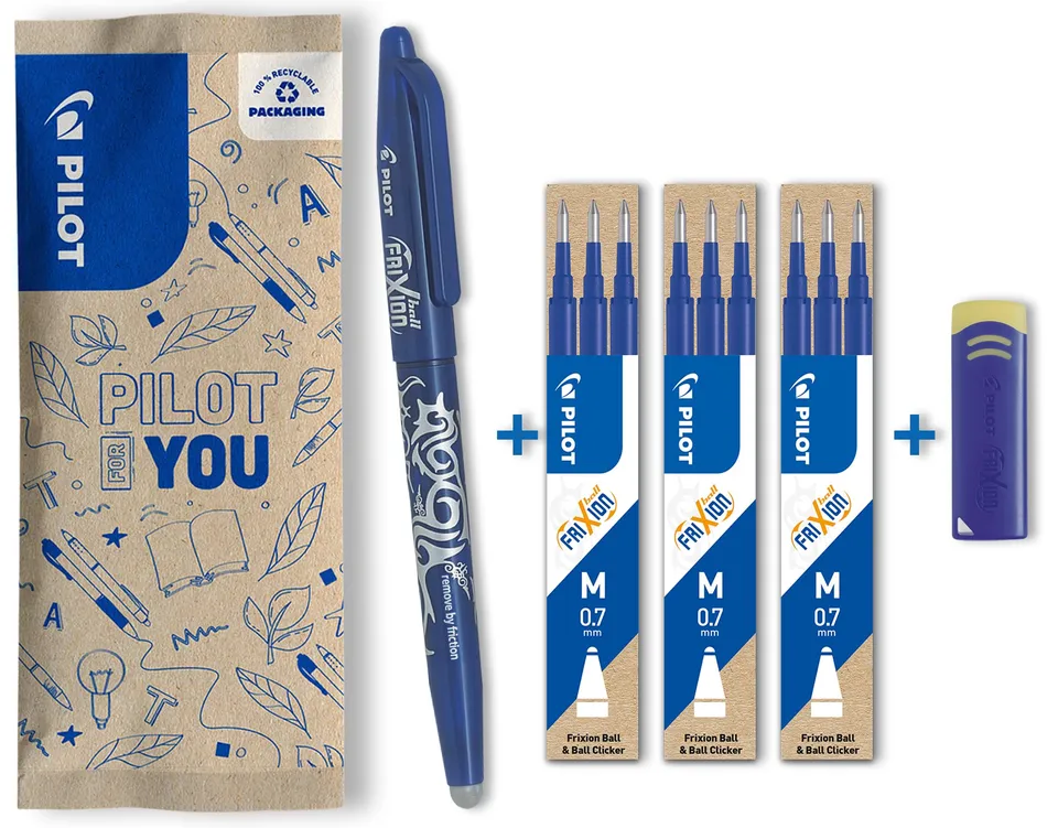 pilot-frixion-ball-0-7-set-blau-1-stift-9-minen-radierer image 1