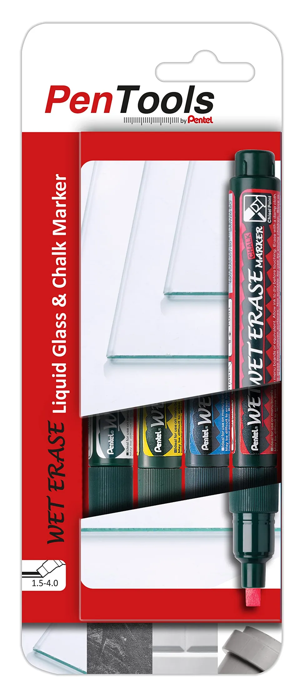 pentel-smw26-glas-marker-keilspitze-1-5-4-0-mm-4er-set image 1