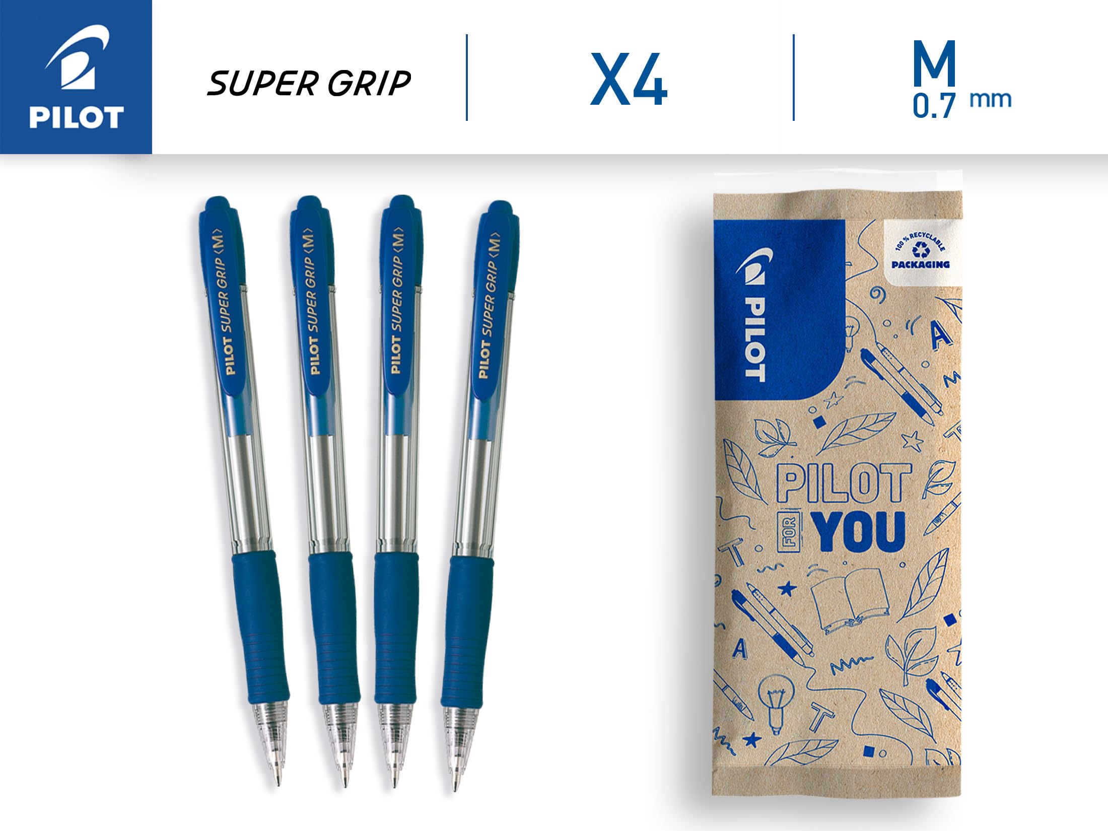 pilot-super-grip-g-kugelschreiber-4er-set-blau-einziehbar-1-0-mm image 2