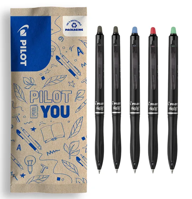 pilot-frixion-ball-plus-5er-set-mix-2x-schwarz-blau-rot-gr-n-0-7-mm image 1