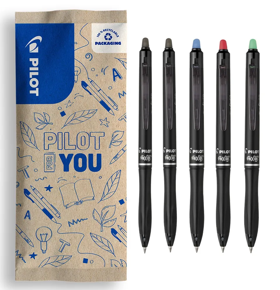 pilot-frixion-ball-plus-5er-set-mix-2x-schwarz-blau-rot-gr-n-0-7-mm image 1