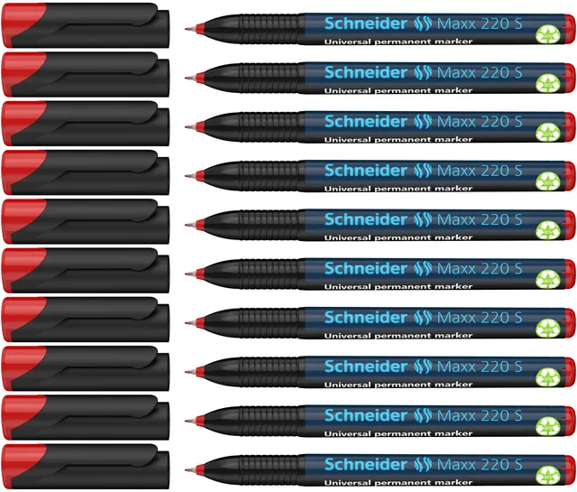 schneider-maxx-220-s-universal-marker-rot-10er-pack-permanent-0-4-mm-superfein image 1