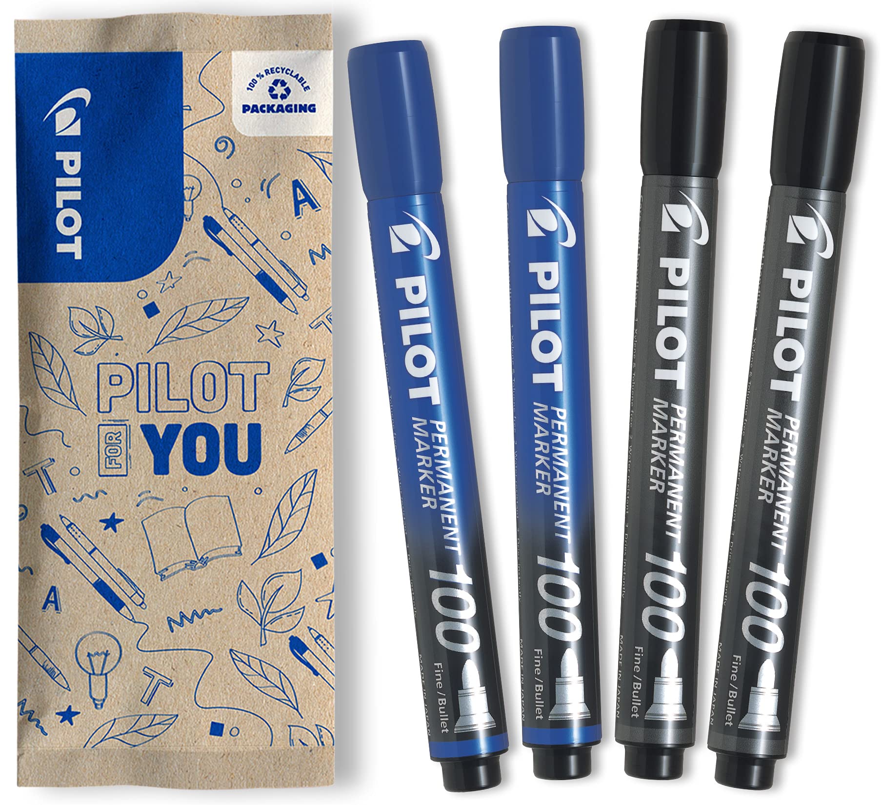 pilot-permanent-marker-100-rundspitze-1-0-mm-schwarz-4er-set image 8