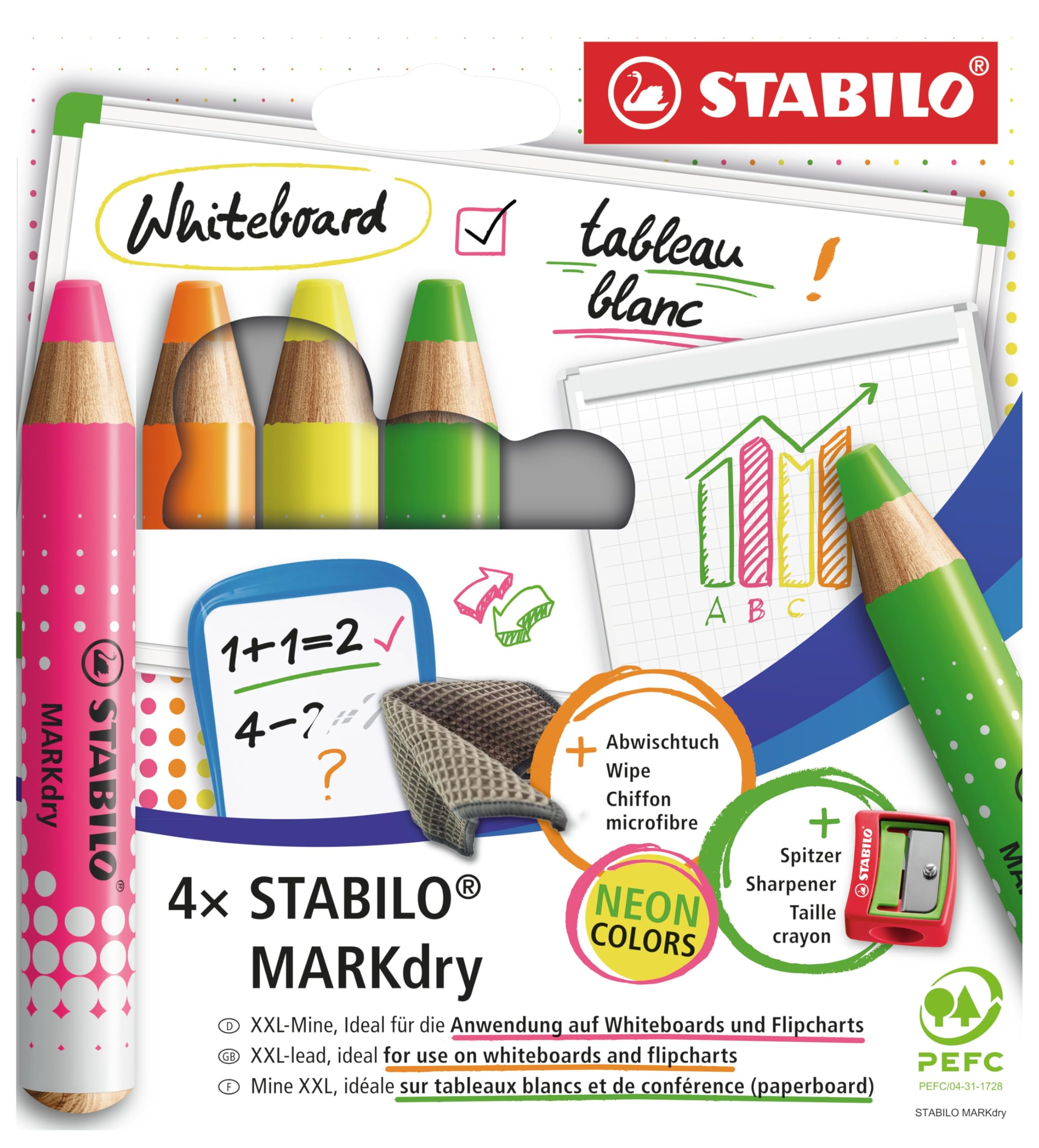 stabilo-markdry-whiteboard-und-flipchartmarker-holzgefasst-xxl-mine image 1