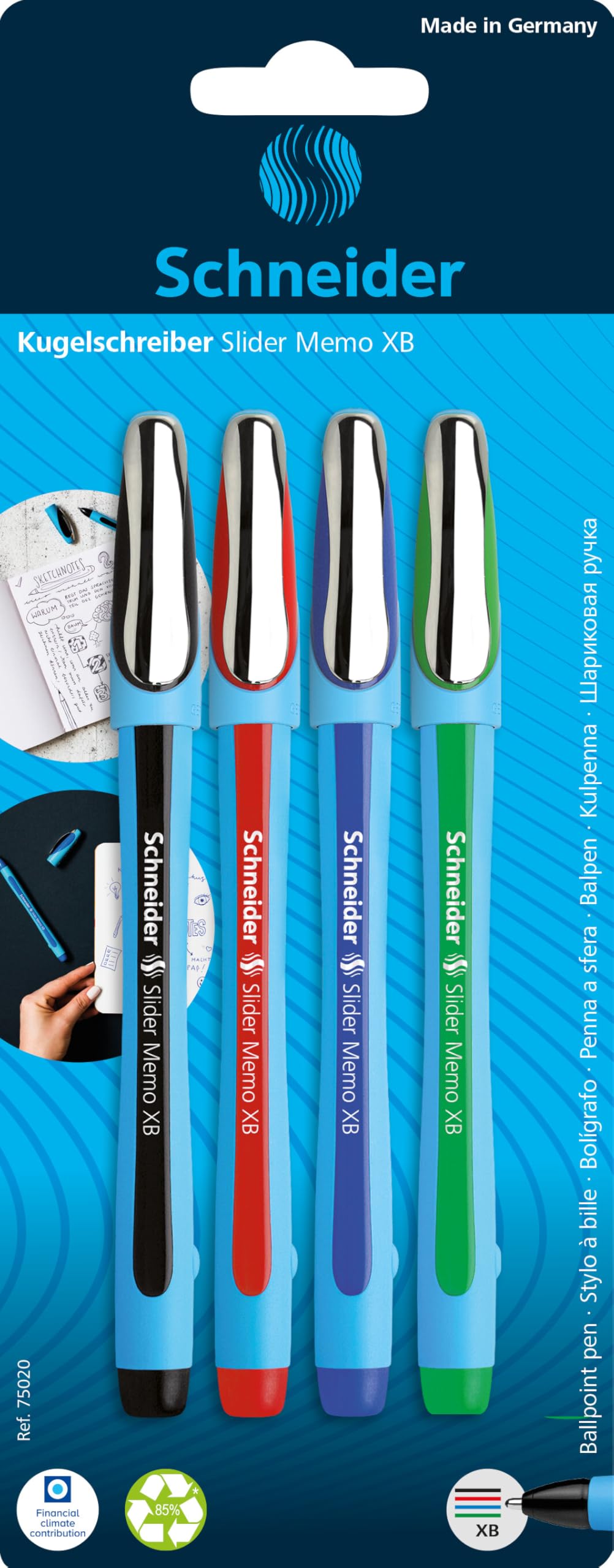 schneider-slider-memo-xb-kugelschreiber-4er-pack-rot-schwarz-blau-gr-n image 5