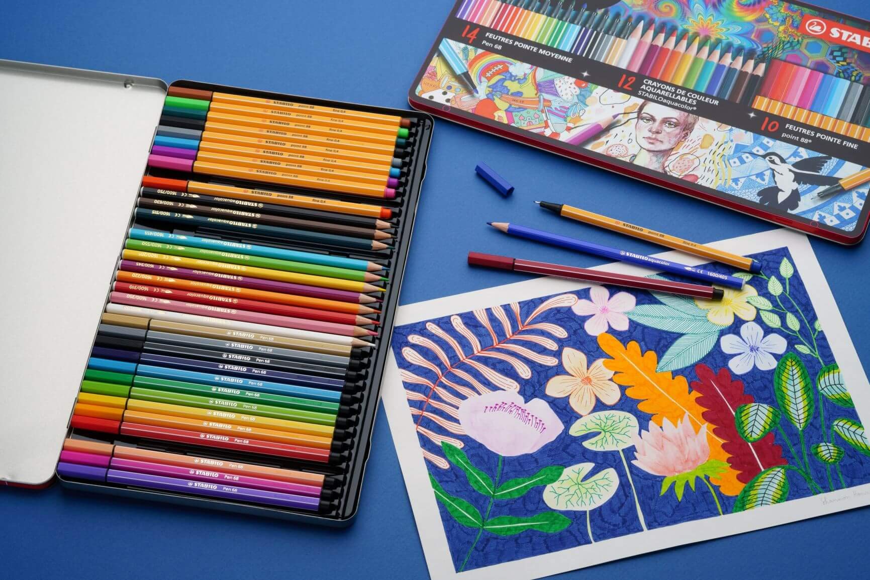 stabilo-arty-zeichenset-36er-metalletui-pen-68-aquacolor-point-88 image 8