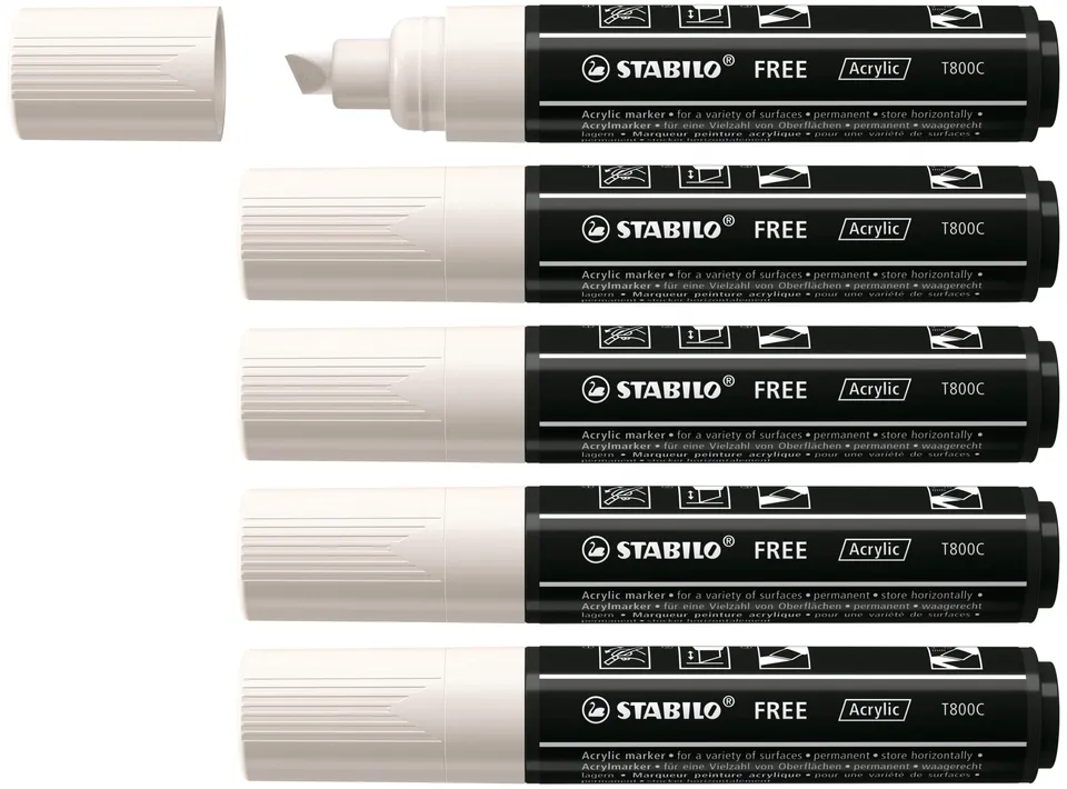 stabilo-free-acrylic-t800c-acrylmarker-stark-deckend-f-r-viele-oberfl-chen image 1
