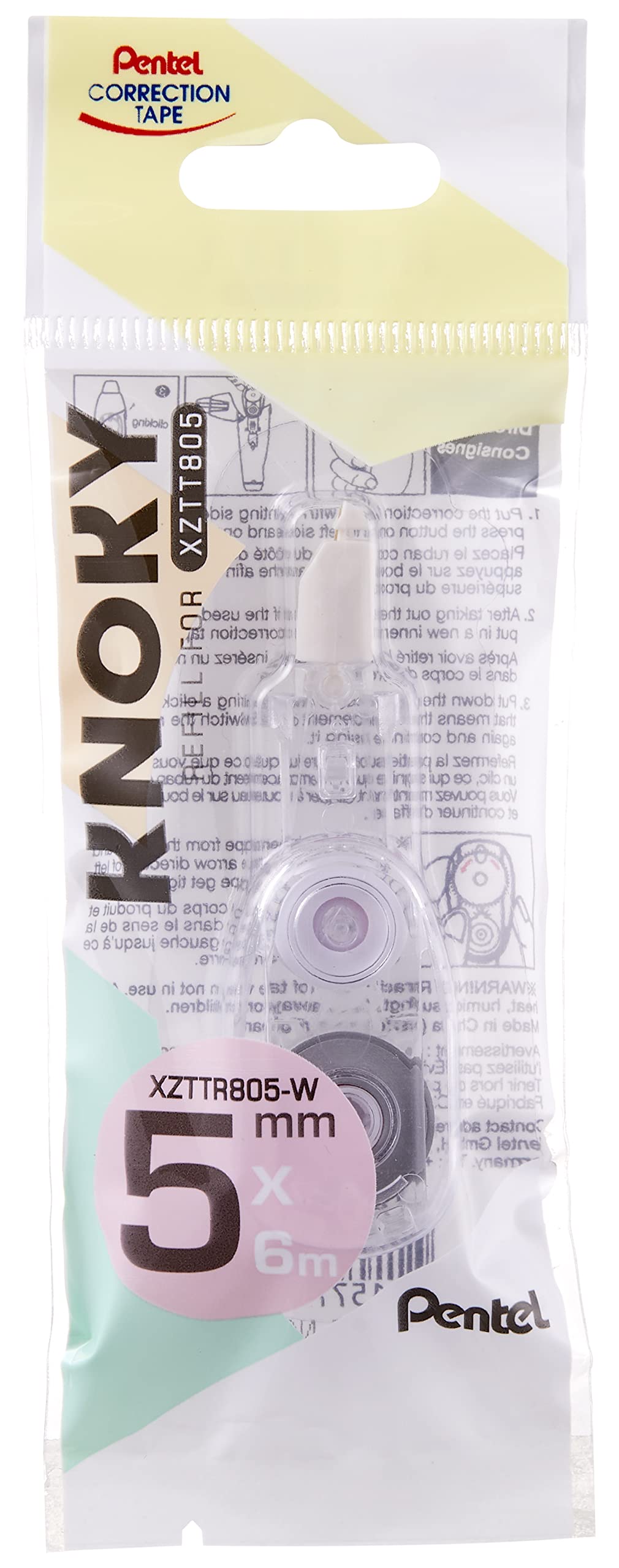 pentel-knoky-xztt805-korrekturroller-5mm-x-6m-hellgr-n-nachf-llbar image 6