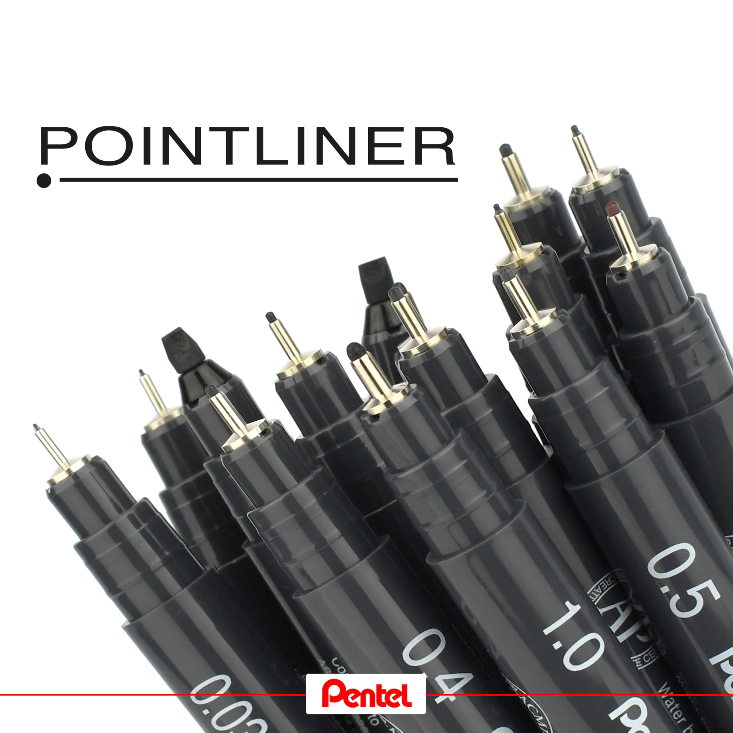 pentel-pointliner-ys20p-14-fineliner-set-14-teilig-schwarz-0-03-3-0-mm-kalligrap image 3
