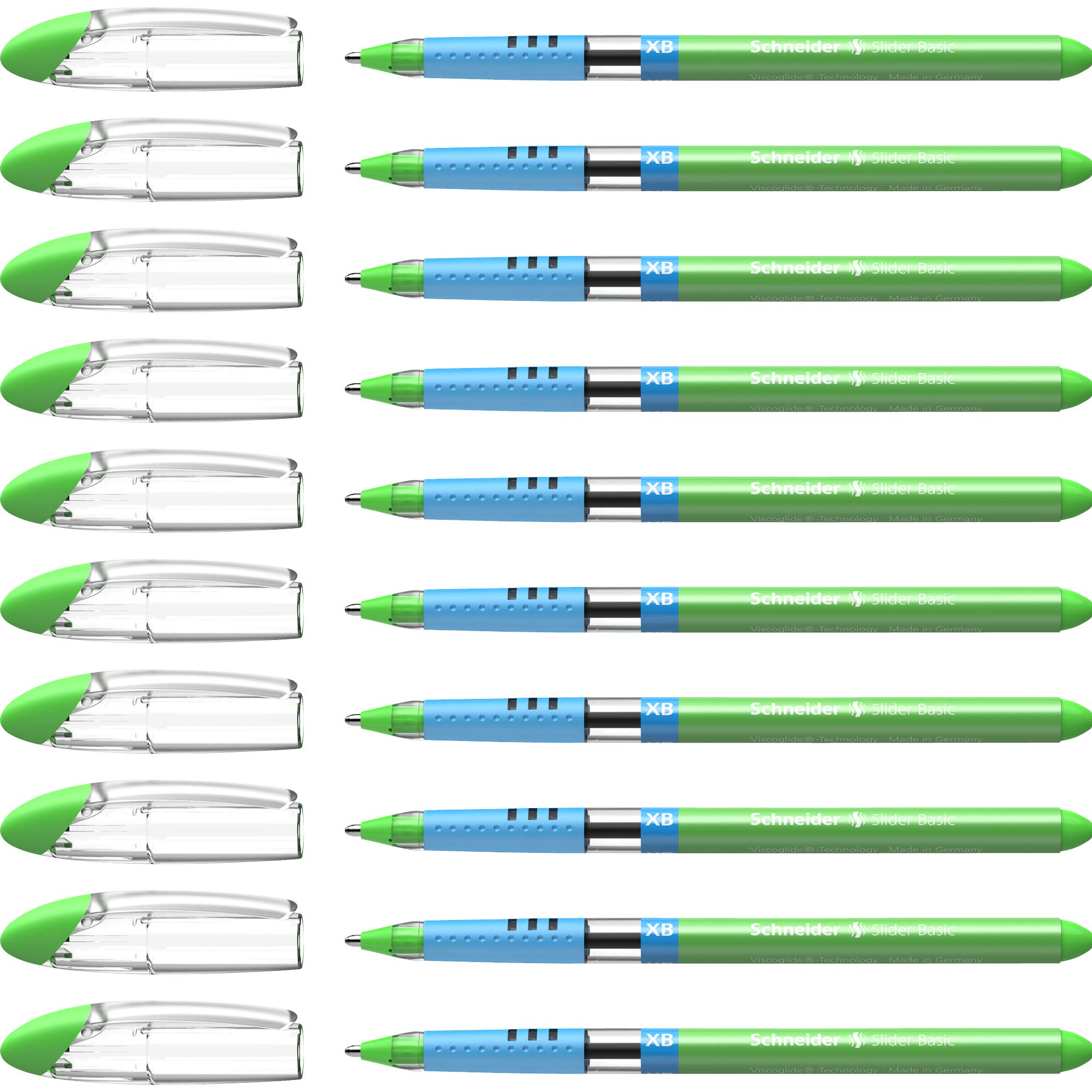 schneider-slider-basic-xb-kugelschreiber-hellgr-n-10er-pack image 1