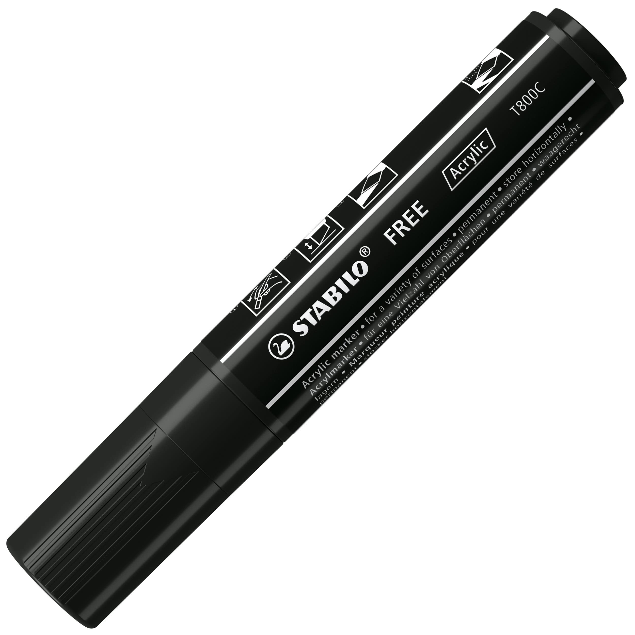 stabilo-free-acrylic-t800c-acrylmarker-keilspitze-4-10-mm-schwarz image 1