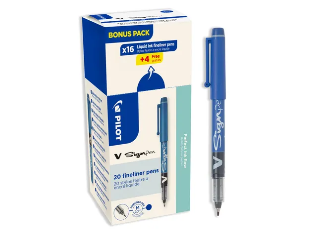 pilot-v-sign-pen-filzstift-20er-set-blau-fl-ssigtinte-2-0-mm image 1