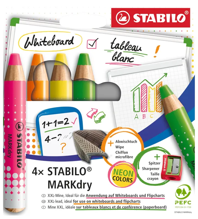 stabilo-markdry-whiteboard-und-flipchartmarker-holzgefasst-xxl-mine image 1